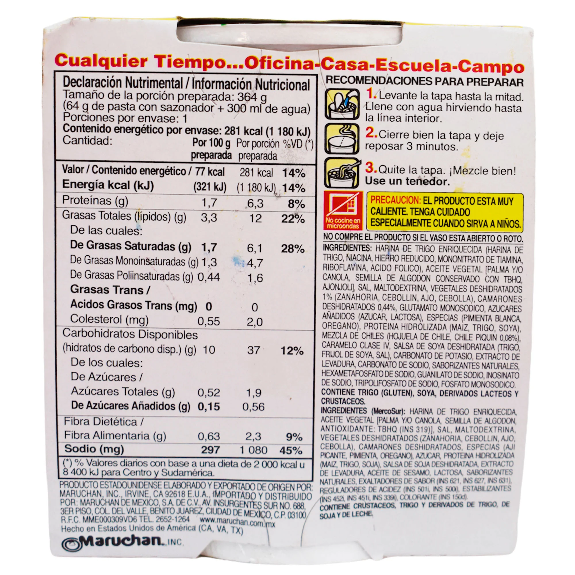 Sopa Maruchan Vaso Camarón Y Chile Piquín X 64G - Image 3
