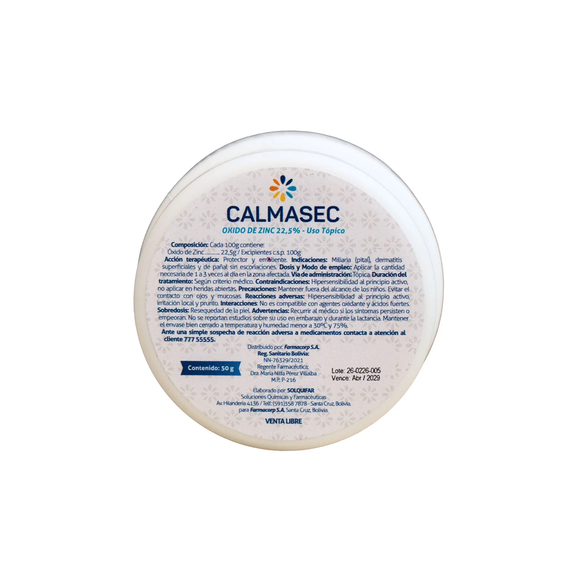 Calmasec Pasta De Agua Farmacorp X 50G