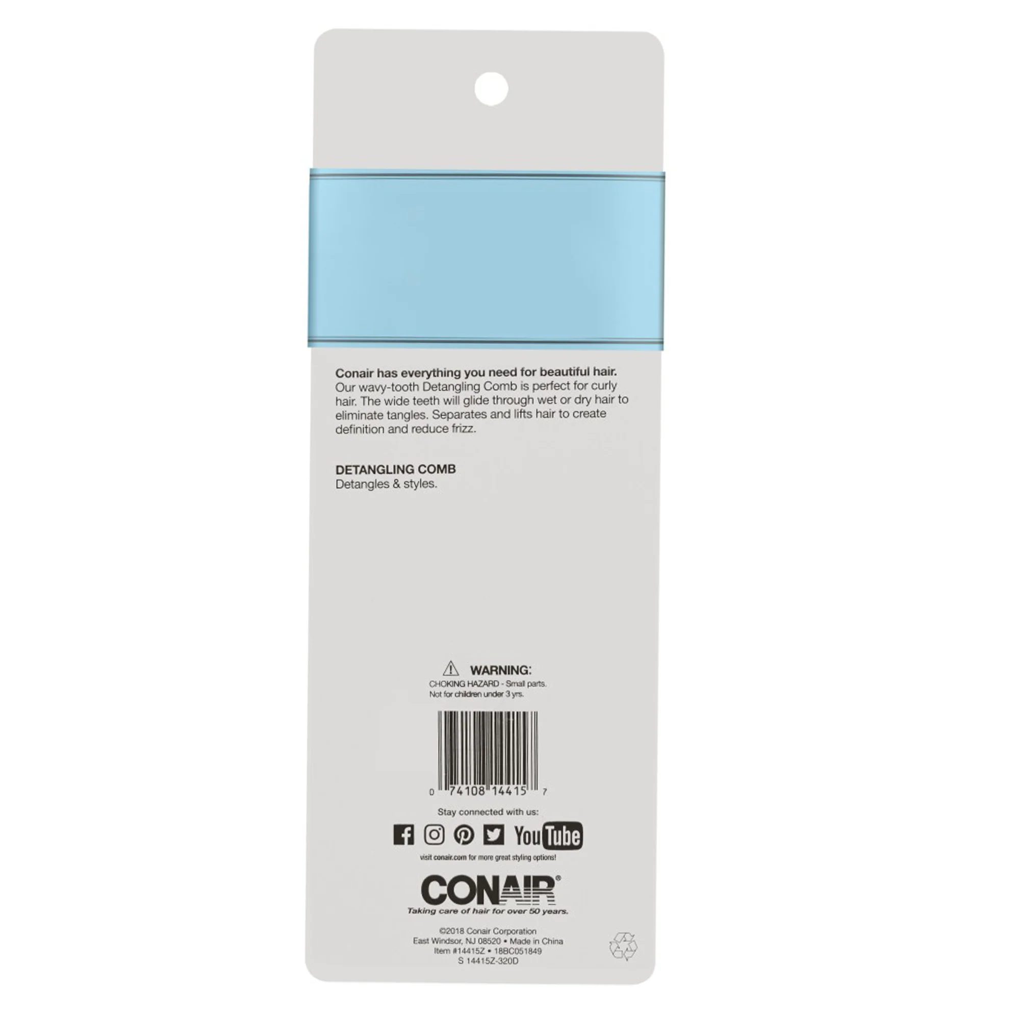 Conair Wavy Tooth Detangling Comb Peines 14415 - Image 3