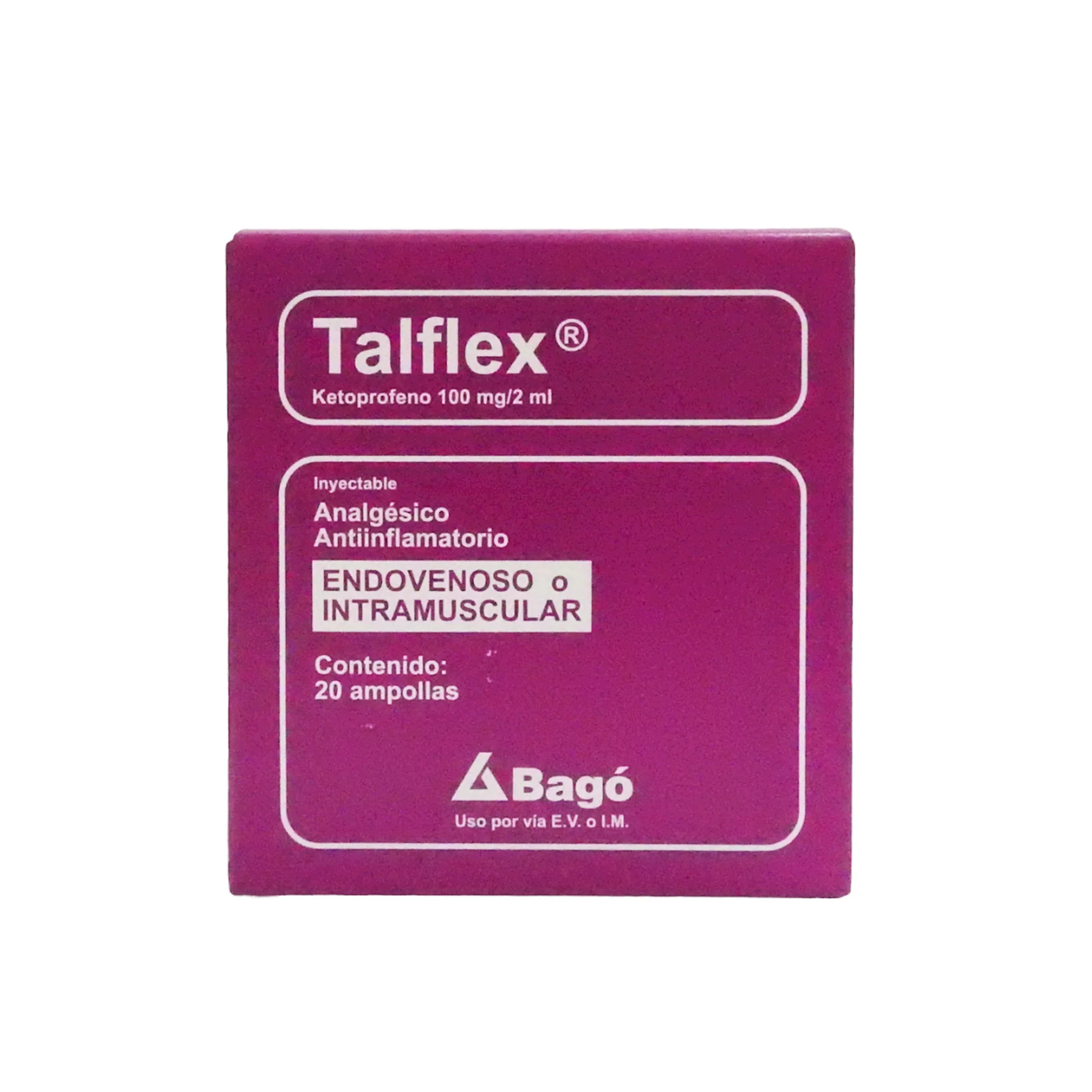 Talflex 100Mg Ketoprofeno Iv Im 20 Ampollas X 2Ml