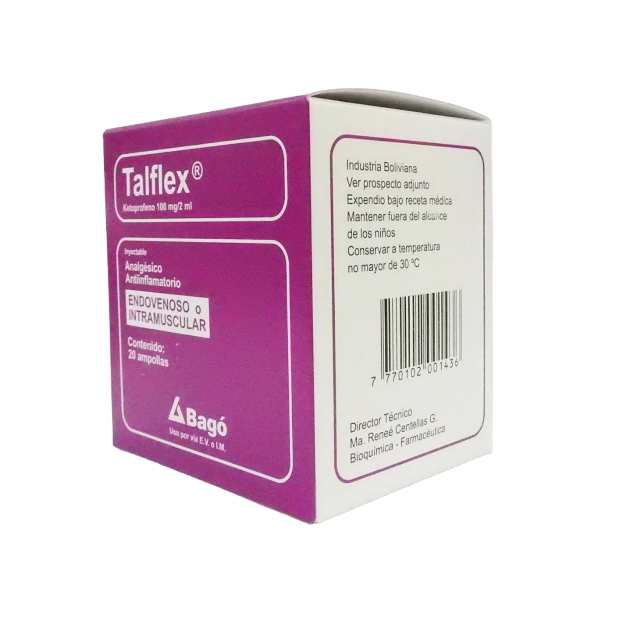 Talflex 100Mg Ketoprofeno Iv Im 20 Ampollas X 2Ml - Image 2