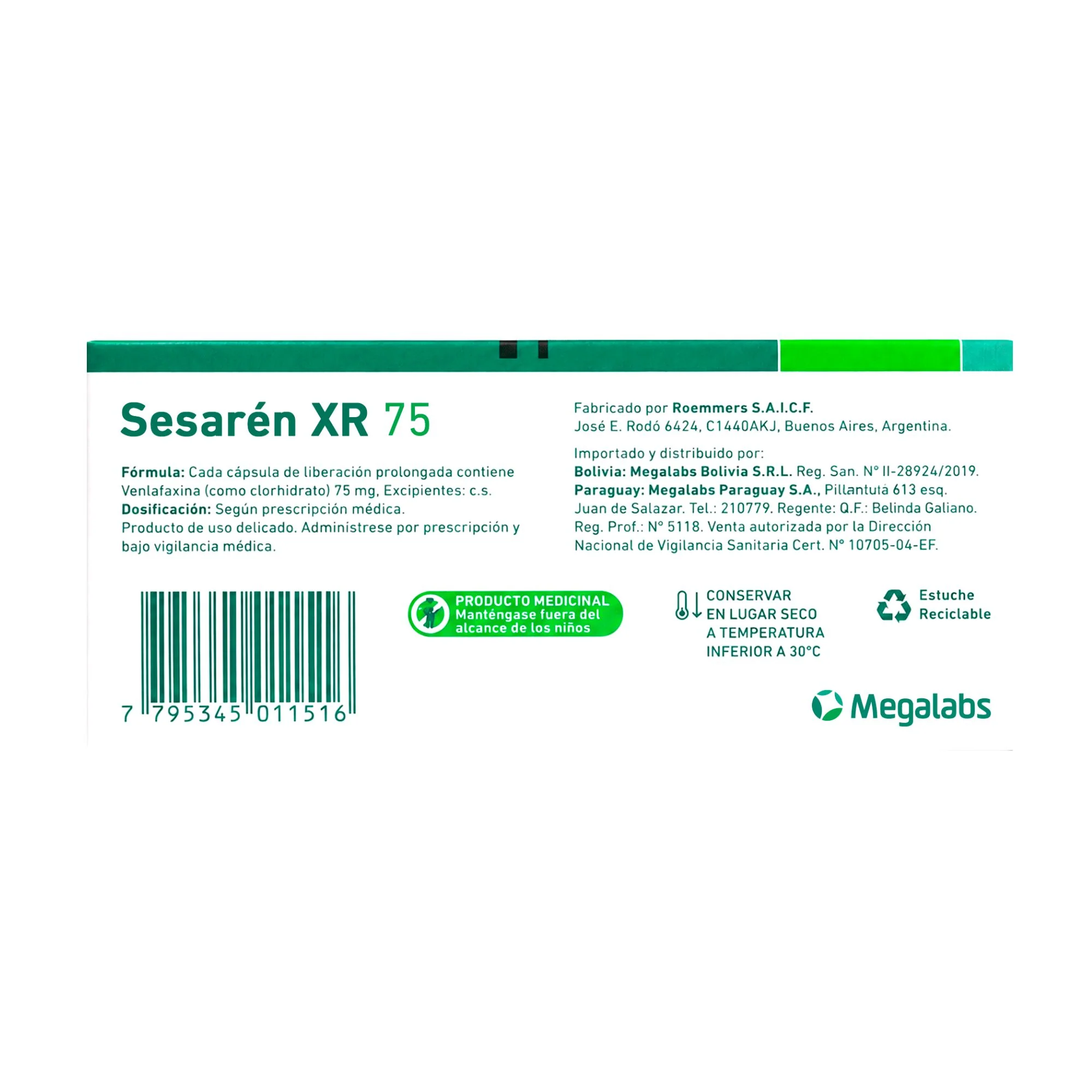 Sesaren Xr Venlafaxina 75Mg X Cápsula - Image 2