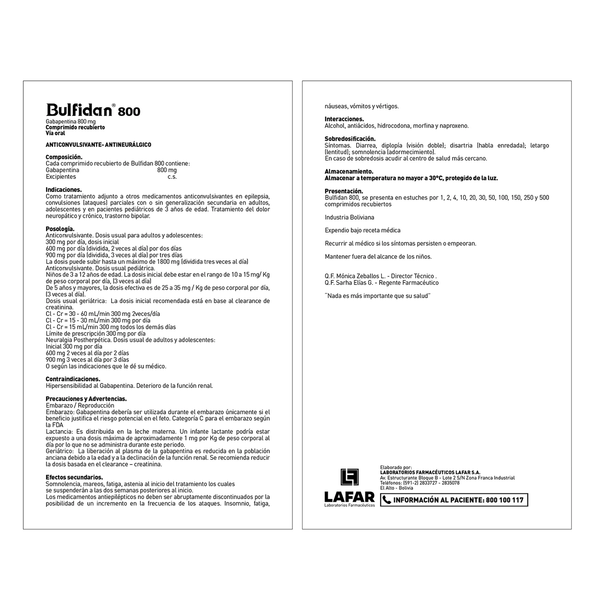 Bulfidan Gabapentina 800Mg X Tableta - Image 3