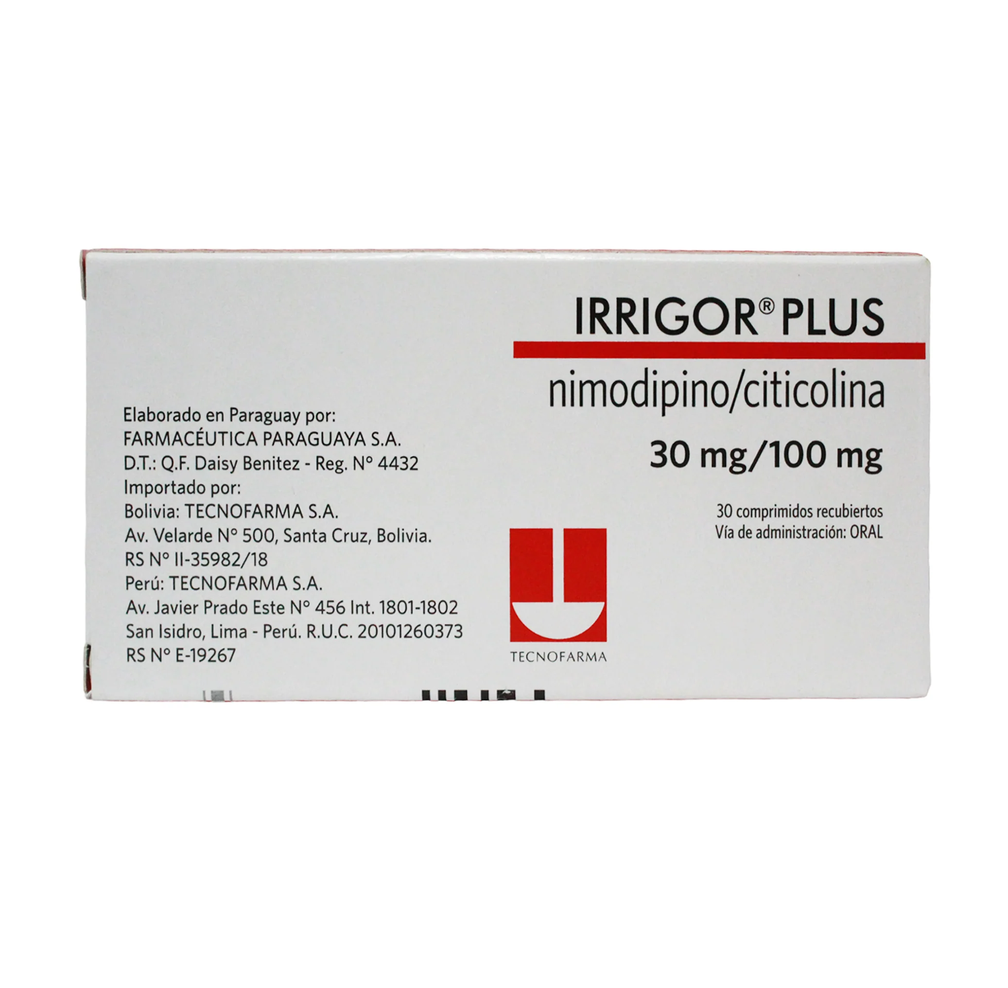 Irrigor Plus 30Mg Nimodipino Y 100Mg Citicolina X Tableta - Image 2
