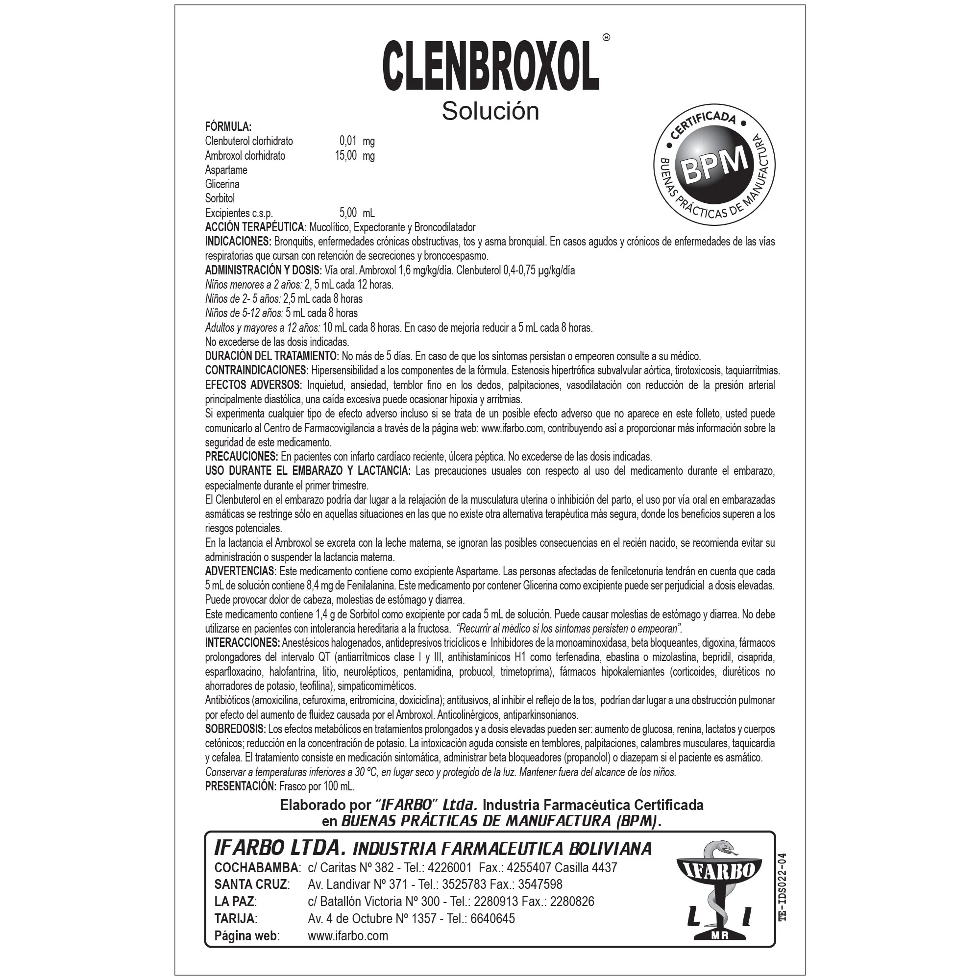 Clenbroxol Clenbuterol Ambroxol Solucion X 100Ml - Image 3