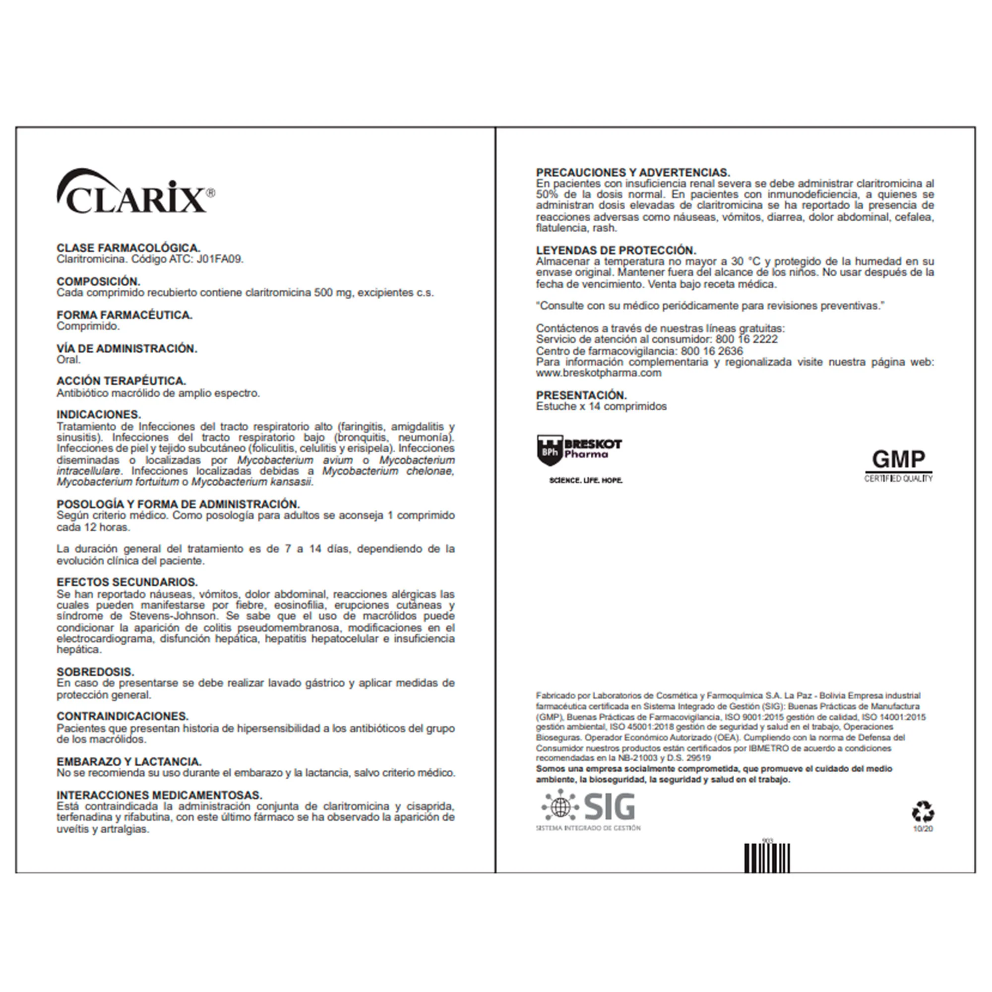 Clarix 500Mg Claritromicina X Tableta - Image 2