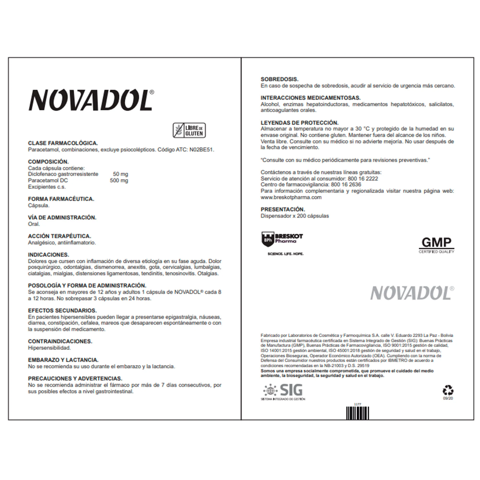 Novadol Diclofenaco Sodico 50Mg Y Paracetamol 500Mg X Capsula - Image 2