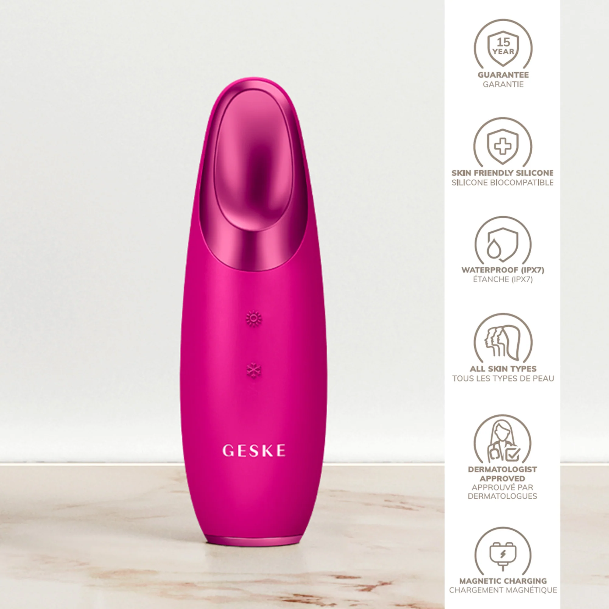 Masajeador Geske Para Área De Los Ojos Cálido Y Frío Magenta 6En1 - Image 3