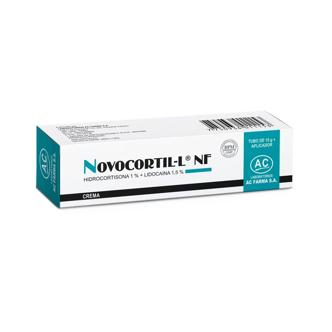 Crema Antihemorroidal Novocortil-L Hidrocortisona Acetato Y Lidocaína X 15G
