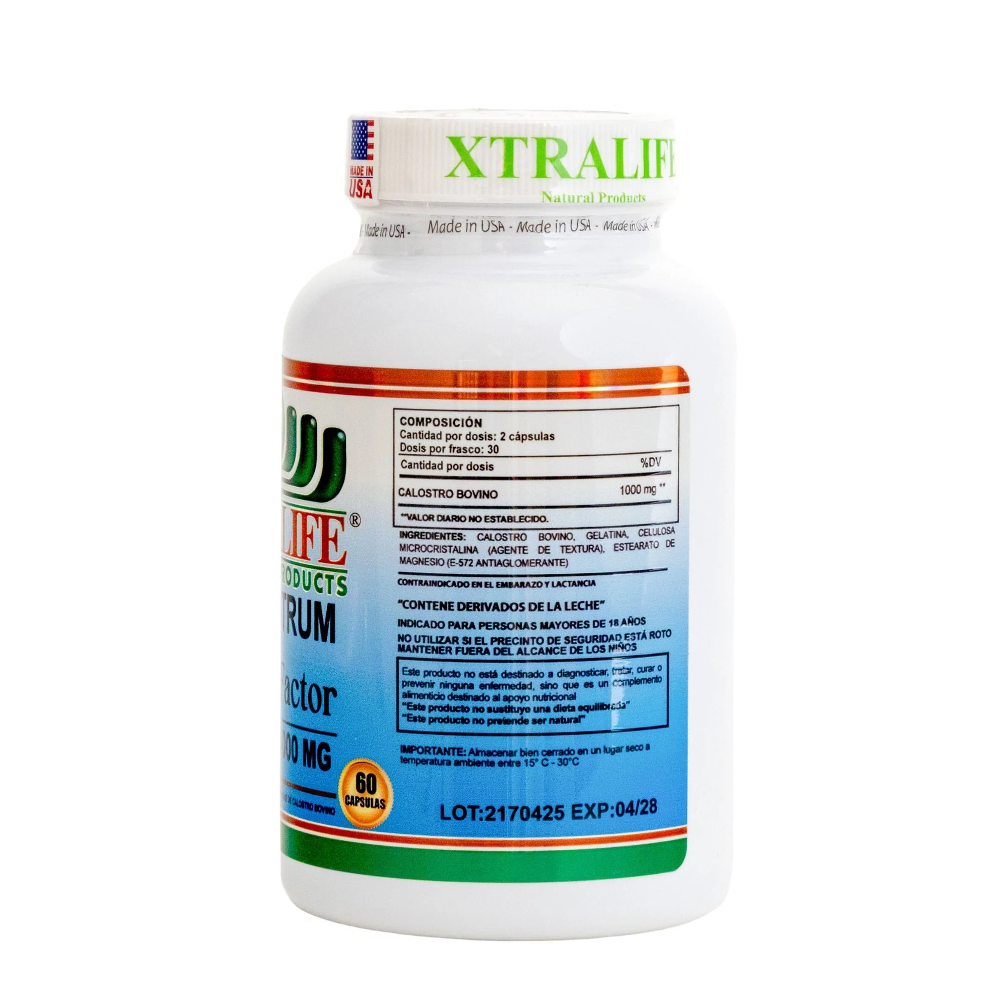 Suplemento Xtralife Colostrum 3 Factor 1000Mg X 60 Cápsulas - Image 2
