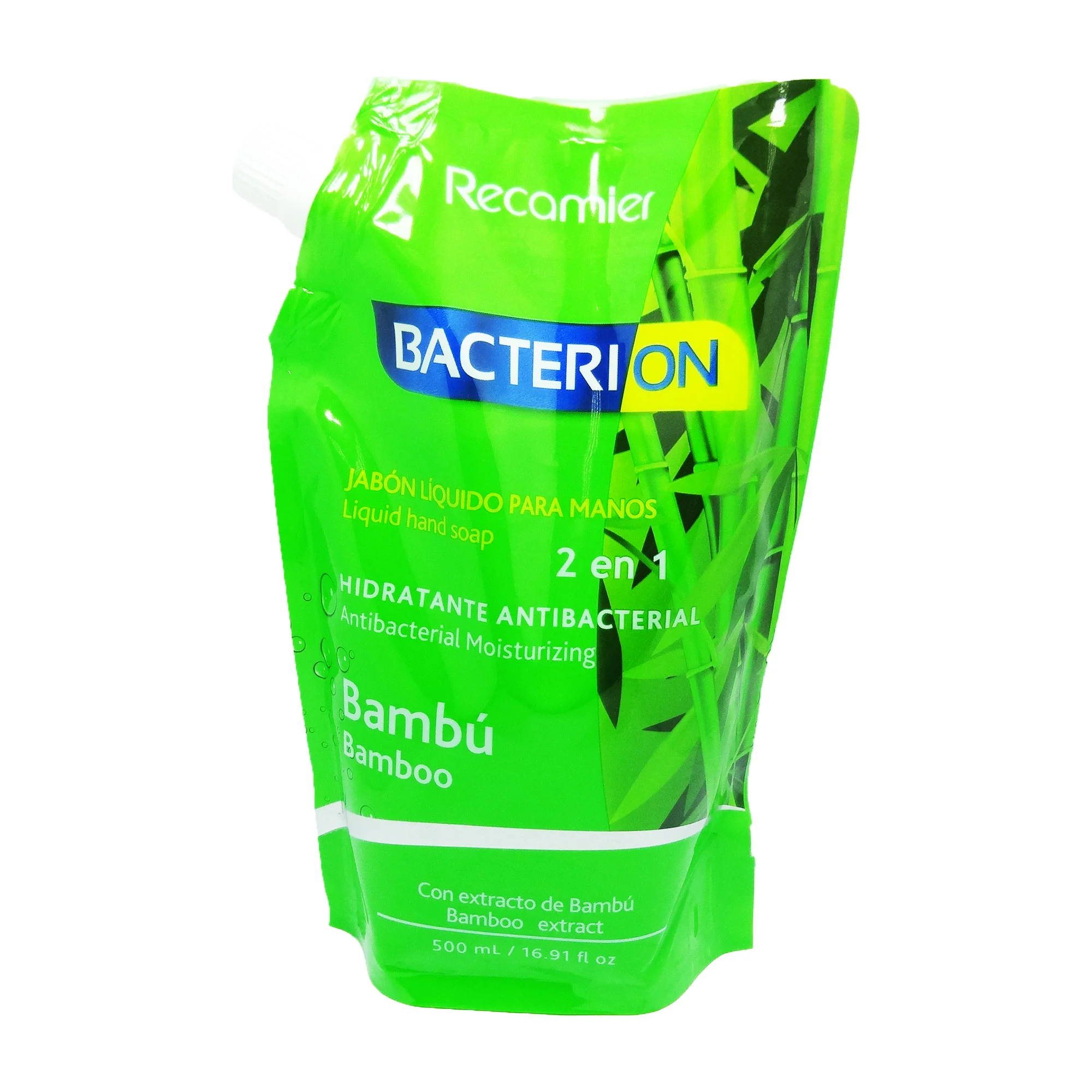 Jabón Líquido Para Manos Bacterion Actibacterial Doypack Bambú X 500Ml