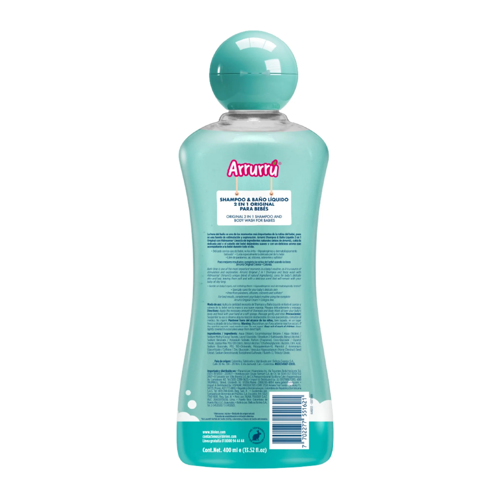 Shampoo Y Baño Líquido 2 En 1 Arrurrú Original X 400 Ml - Image 3