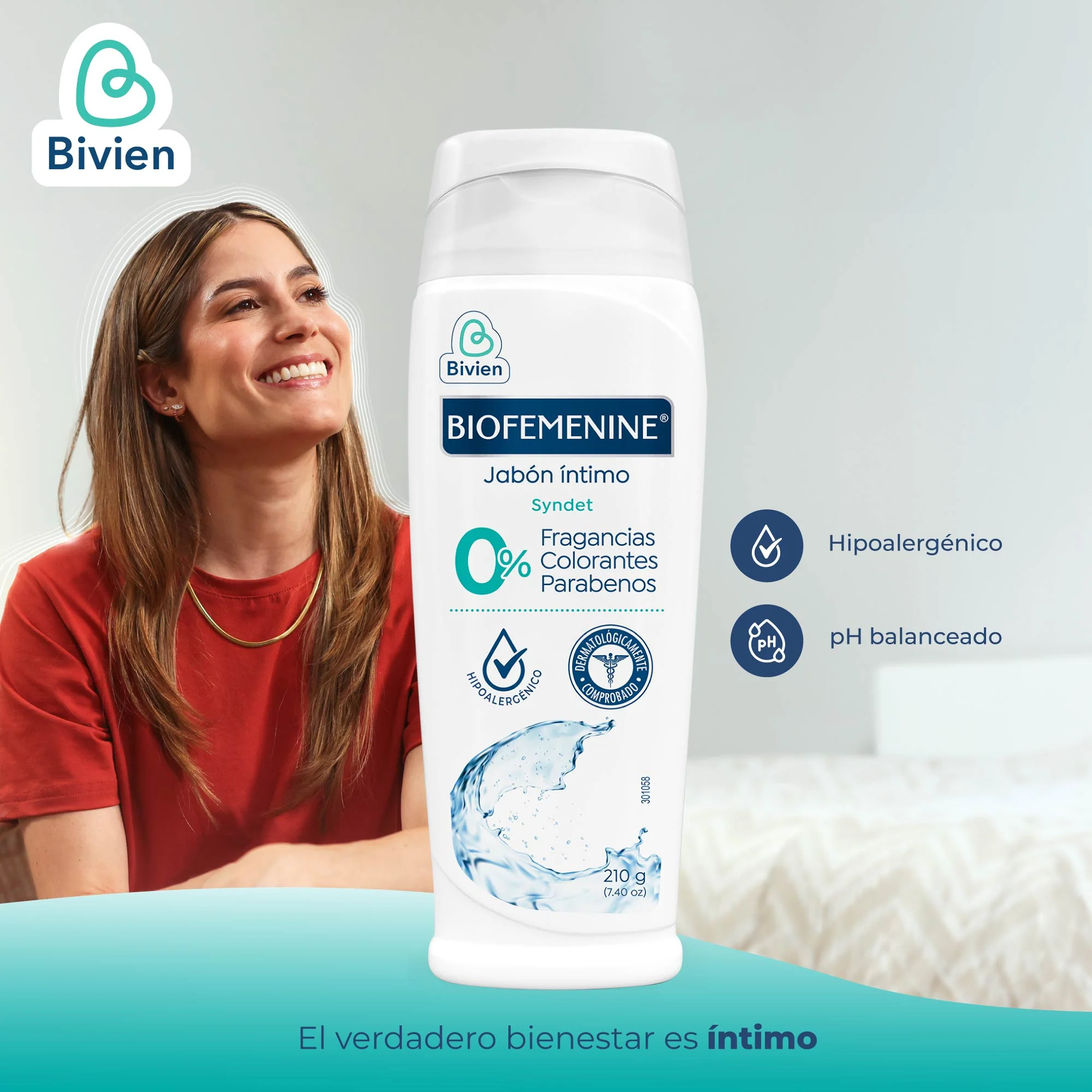Jabón Íntimo Biofemenine Hipoalergénico X 210G - Image 5