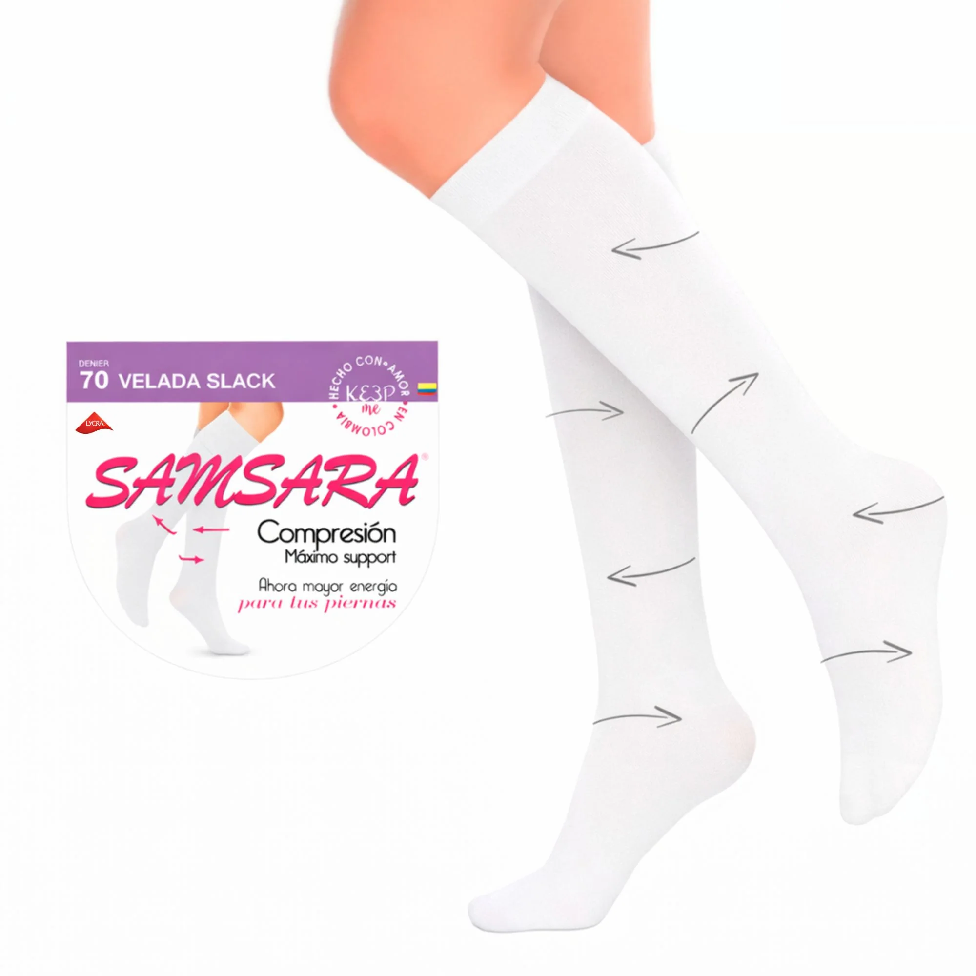 Medias Samsara Compression Maximo Support Blanco - Image 2