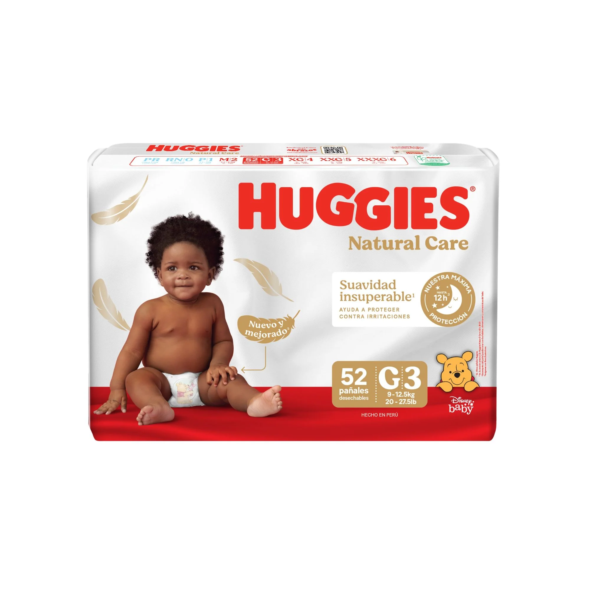 Pañales Natural Care Unisex Huggies Talla G 9 A 12.5 Kg X 52 Unidades