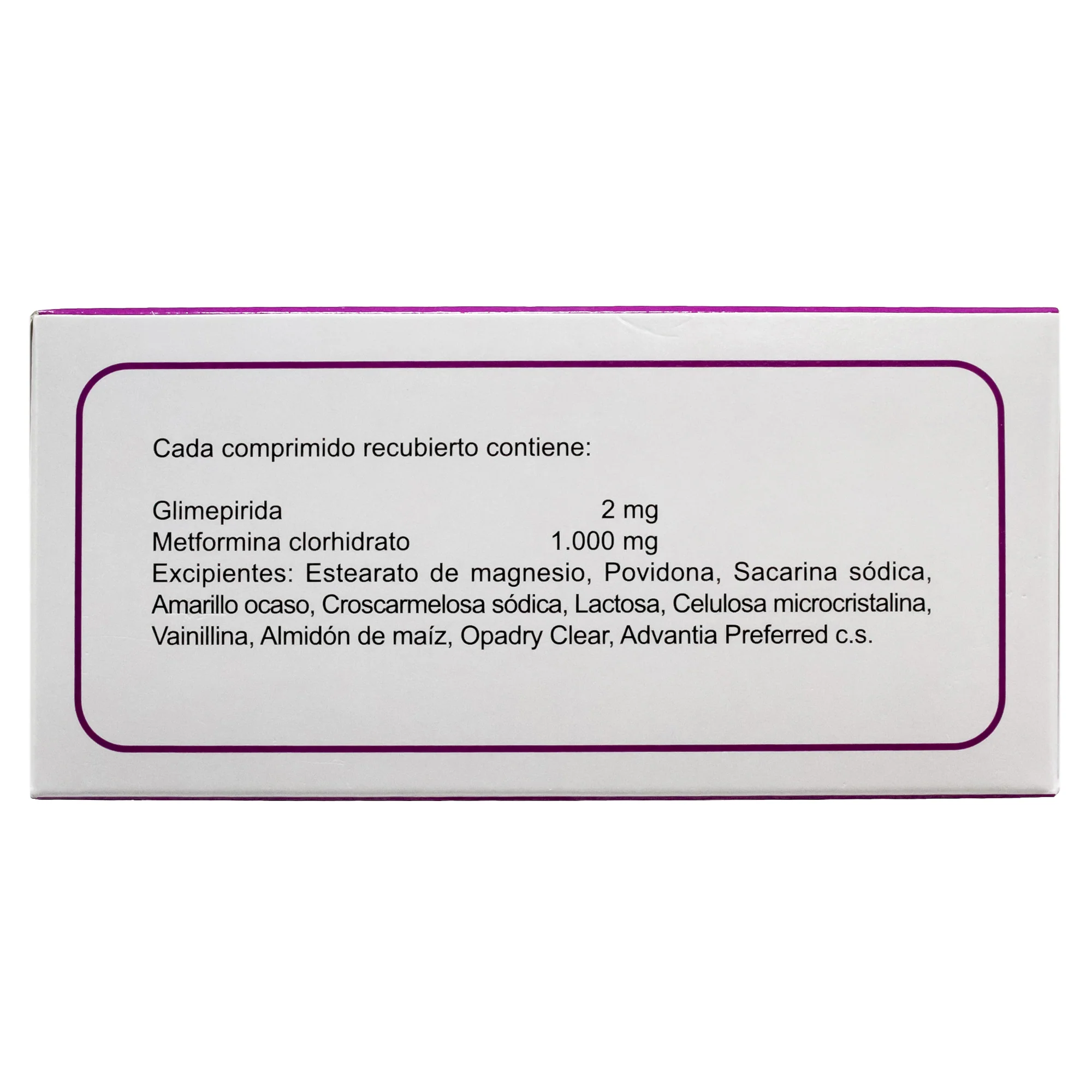 Glemaz Met 2Mg Glimepirida Y 1000Mg Metformina Clorhidrato X Tableta - Image 3