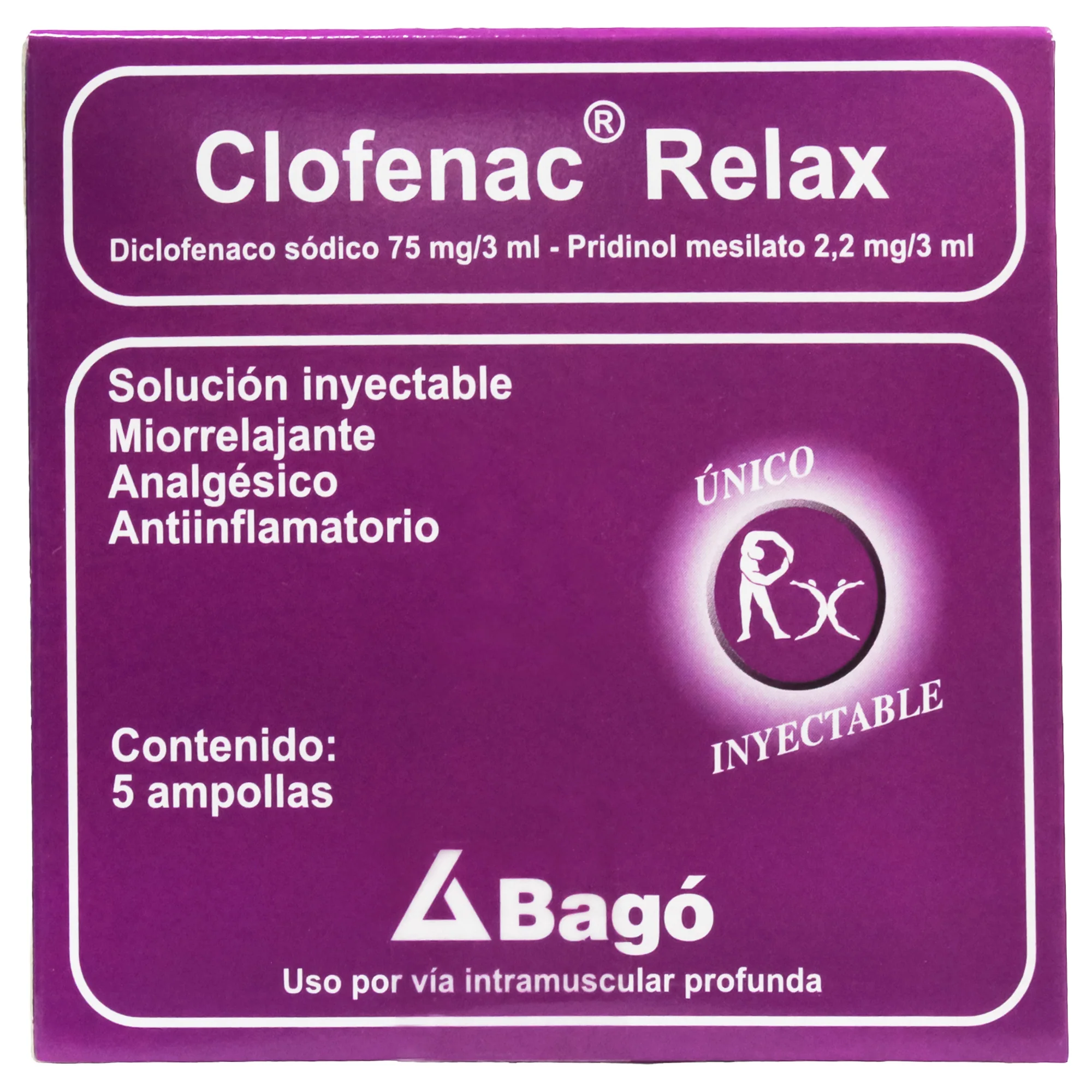Clofenac Relax Diclofenaco Sodico 75Mg Y Pridinol Mesilato 2.2Mg X Ampolla