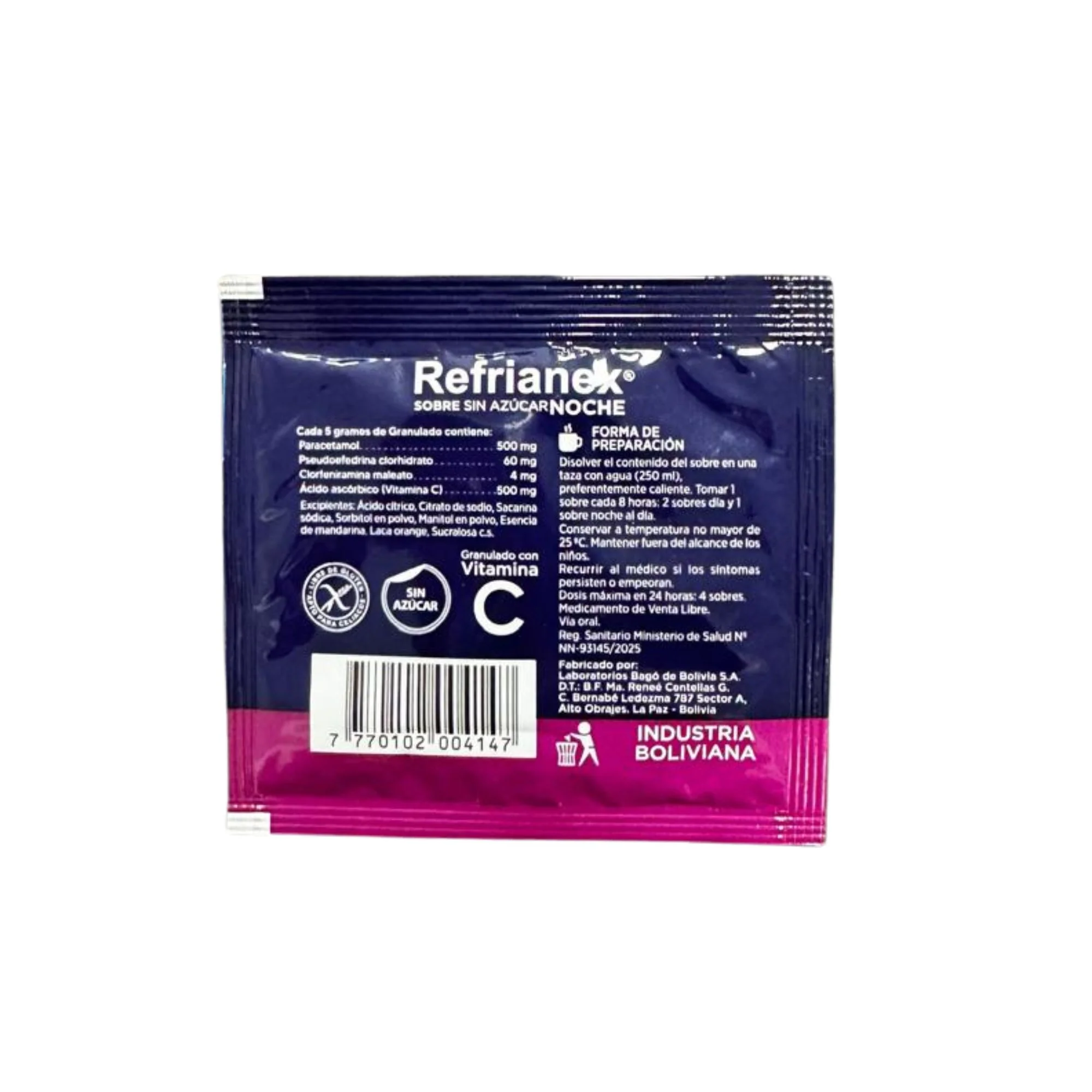Refrianex Noche Sin Azúcar Sabor Mandarina X Sobre - Image 2