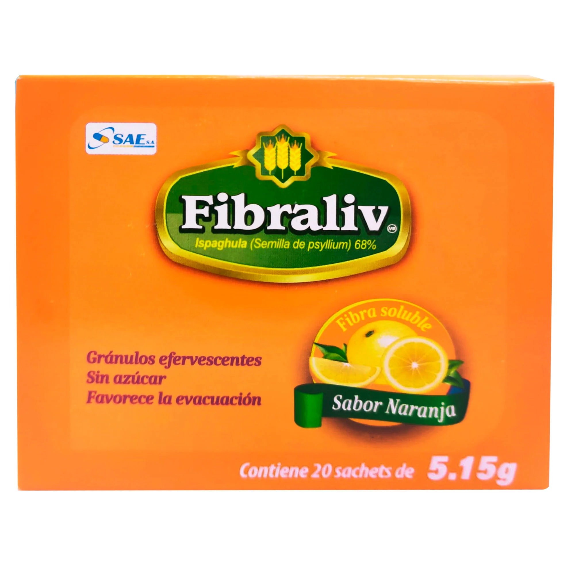 Fibraliv Psyllium Sabor A Naranja 3.5G X 20 Sobres
