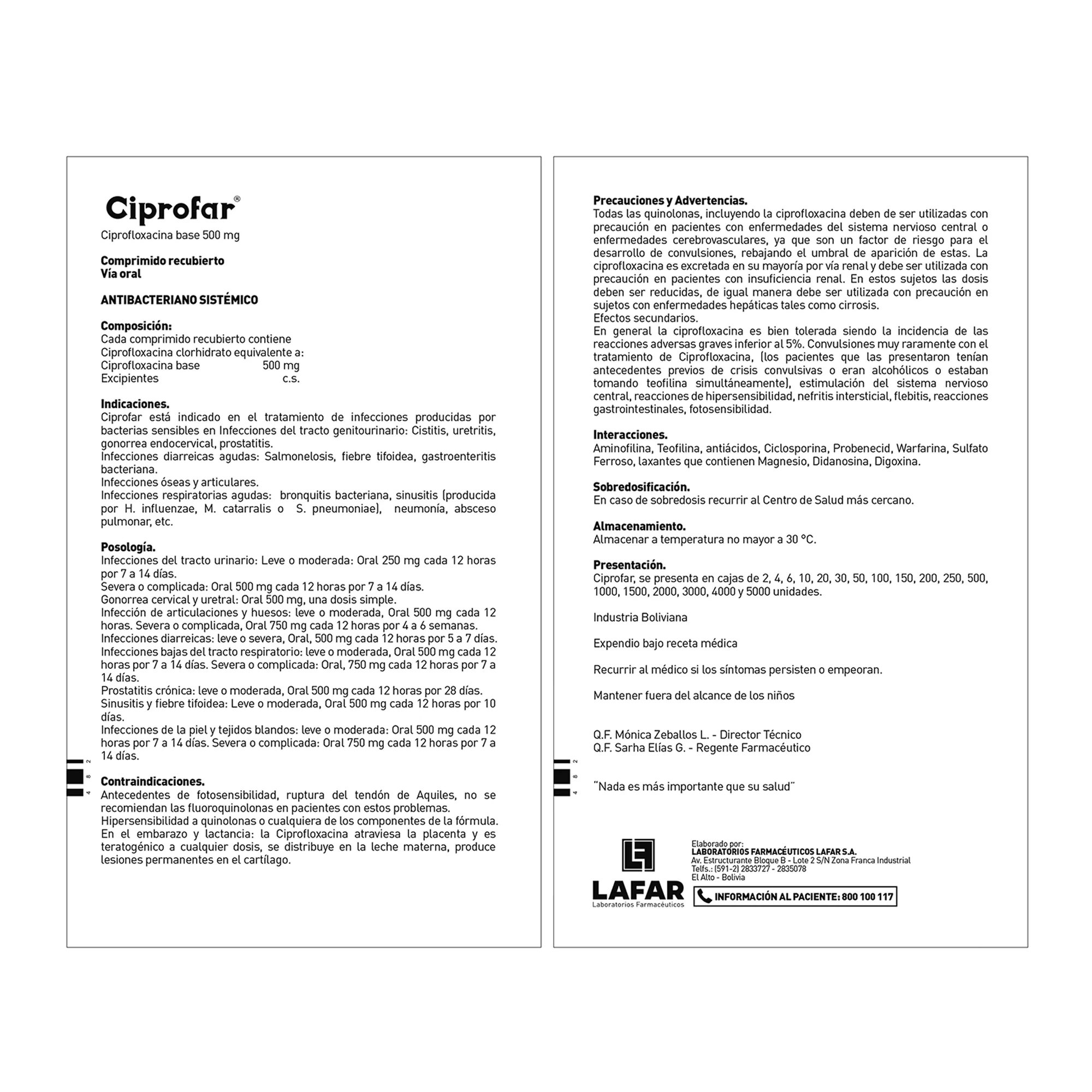 Ciprofar 500Mg Ciprofloxacina X Tableta - Image 2