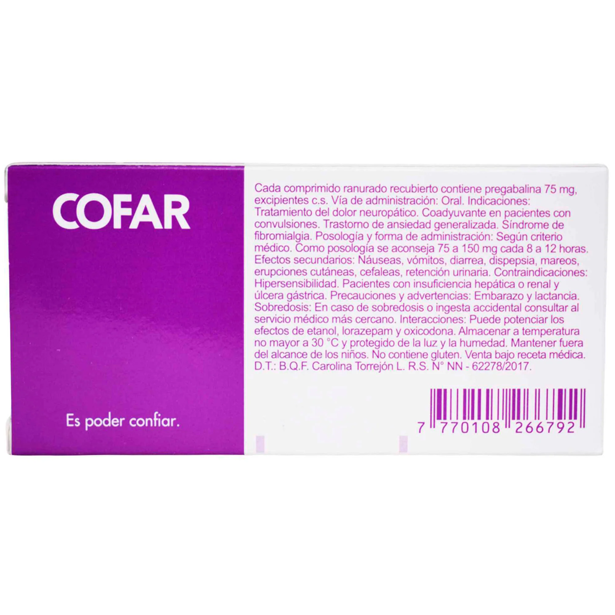 Pregabalina 75 Mg Cofar X Comprimido - Image 2