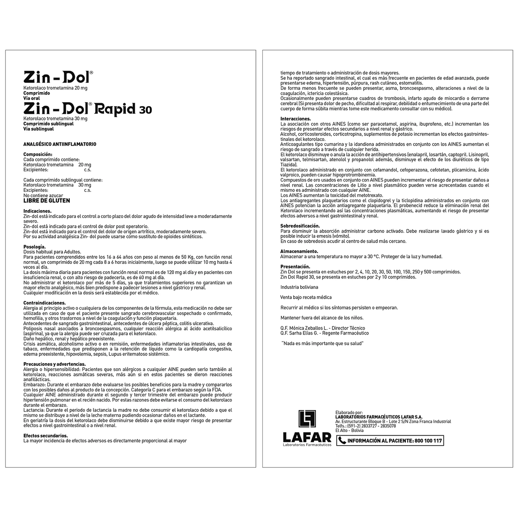 Zin Dol Rapid 30Mg Ketorolaco X Comprimido - Image 3