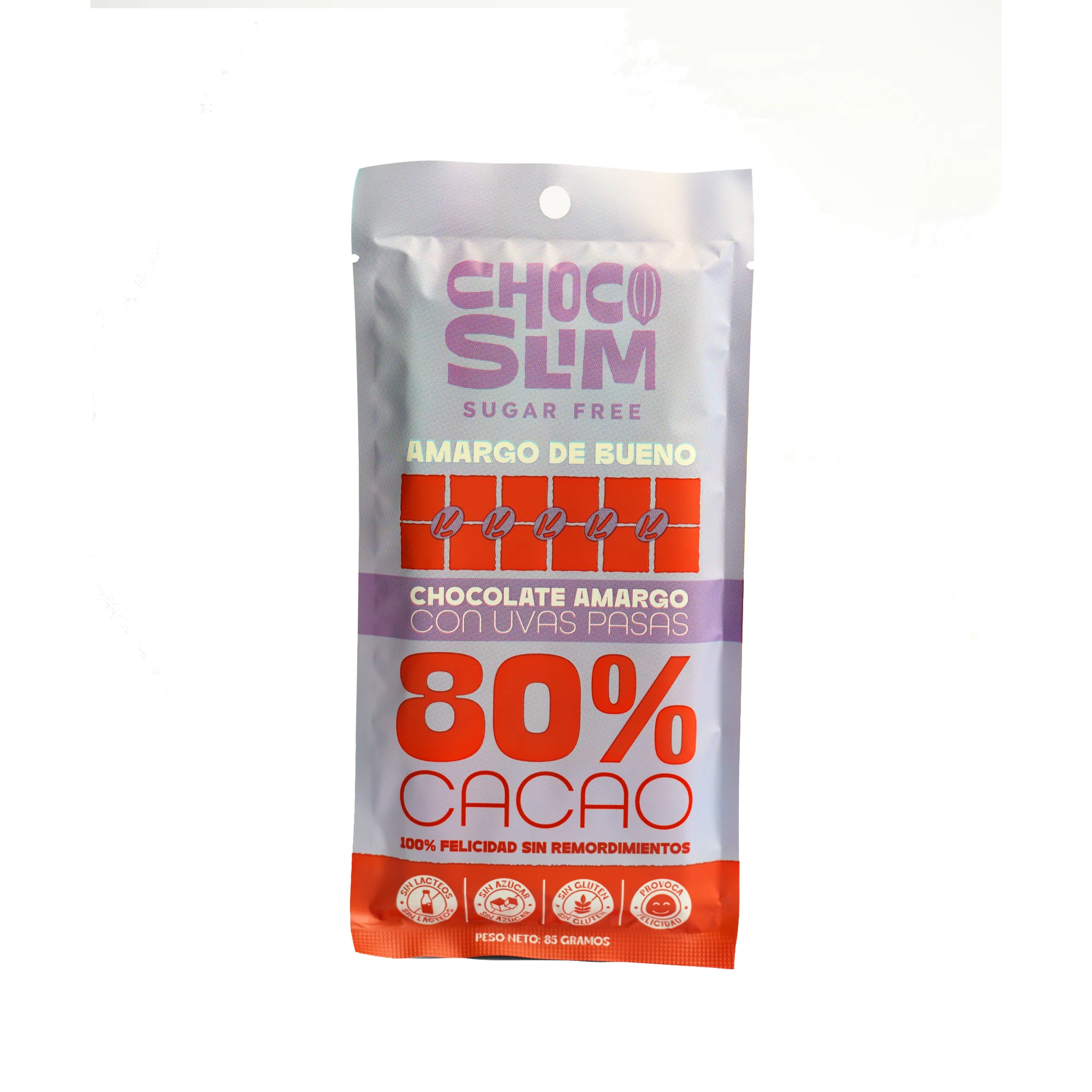 Chocolate Choco Slim Barra Amargo Con Uvas X 85G