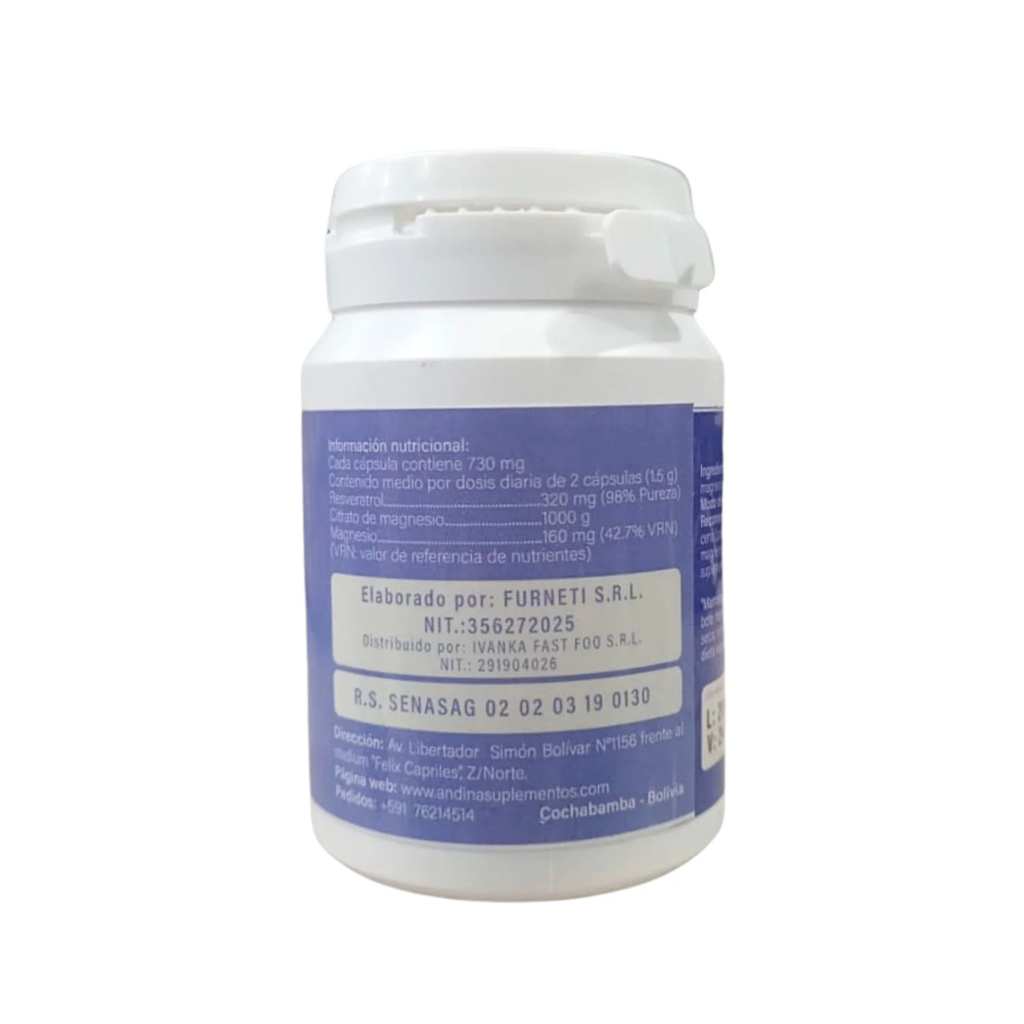 Resveratrol 98% Con Citrato De Magnesio X 72 Cápsulas - Image 2