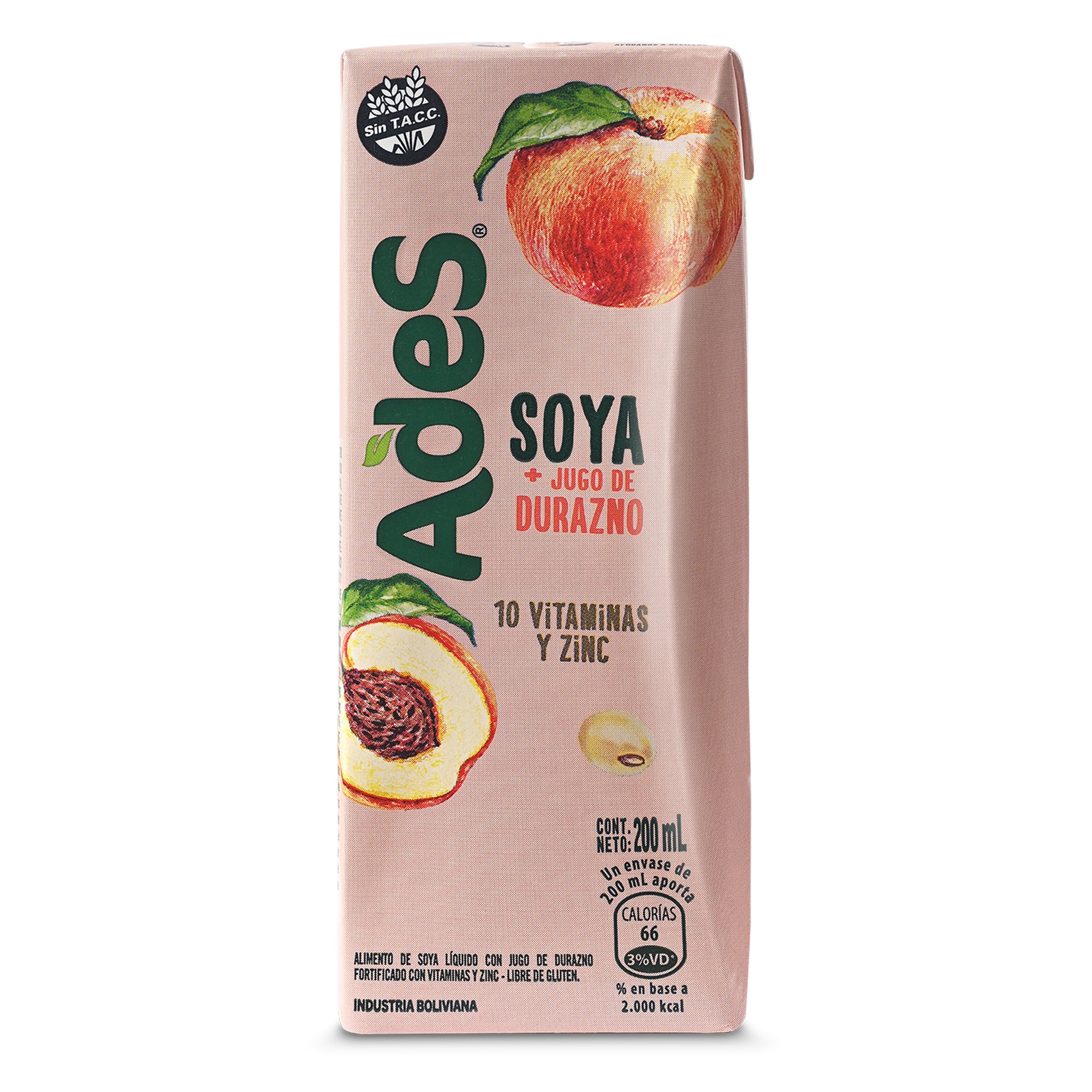 Bebida Ades Soya Durazno Sin Gluten X 200Ml