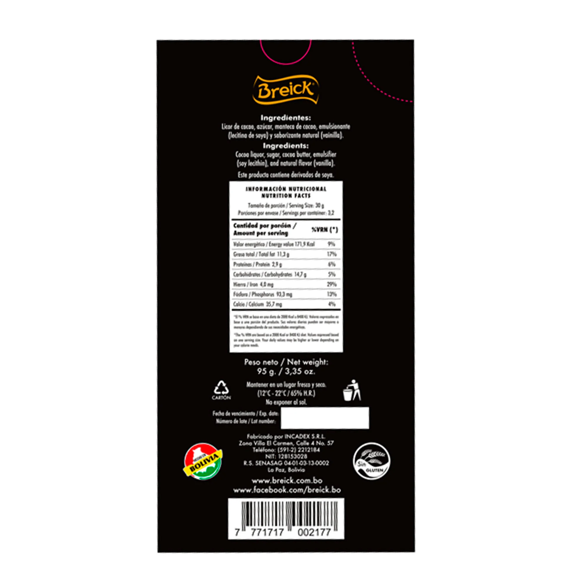 Breick Chocolate Amargo 70 X 95G - Image 2