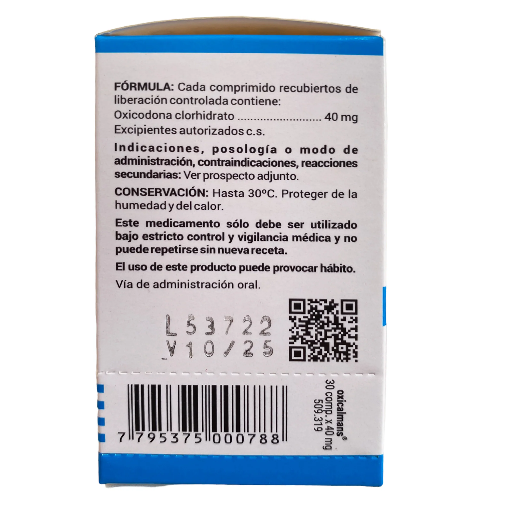 Oxicalmans 40Mg Oxicodona Frasco X 30 Comprimidos - Image 4