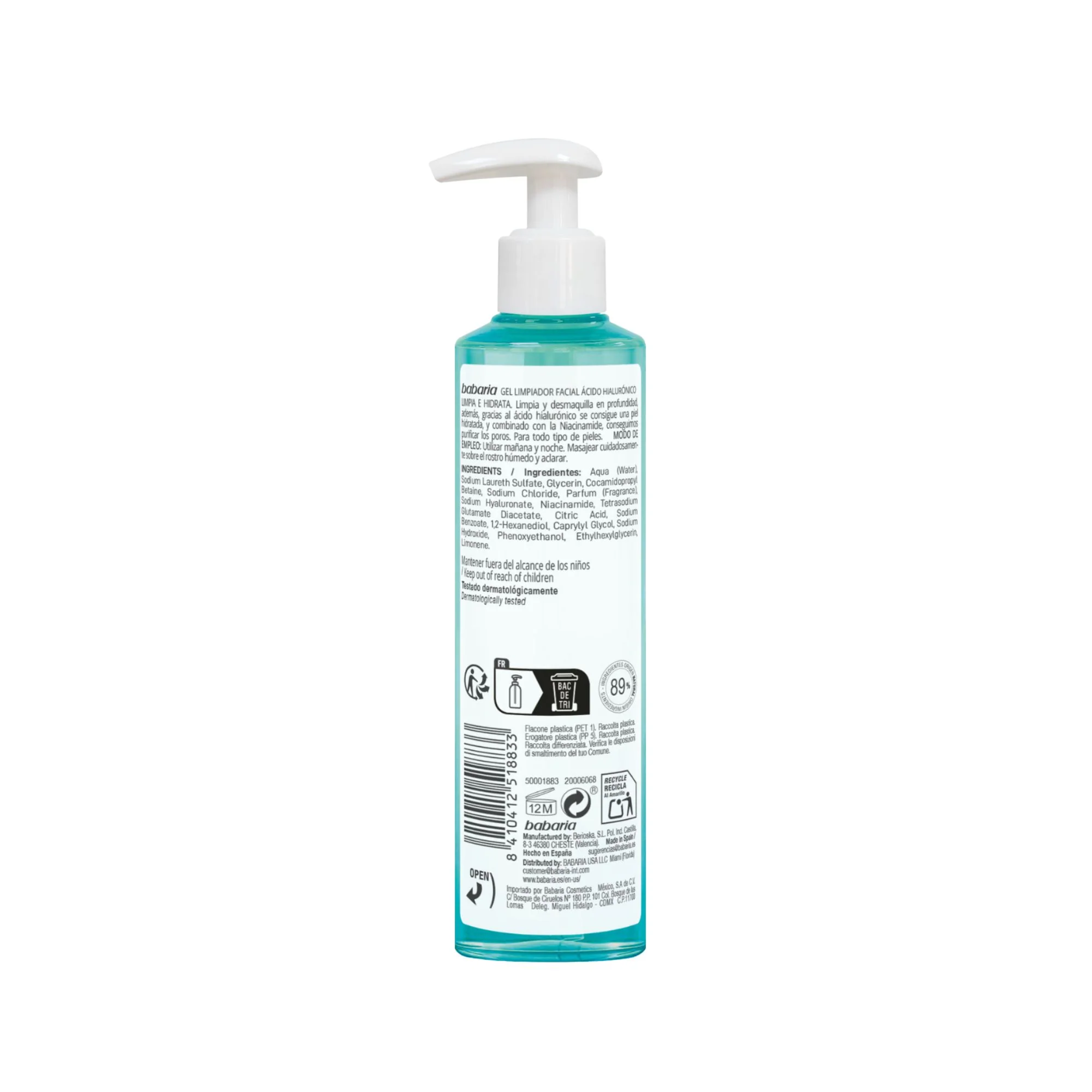 Gel Limpiador Facial Babaria Ácido Hialuronico X 200Ml - Image 2