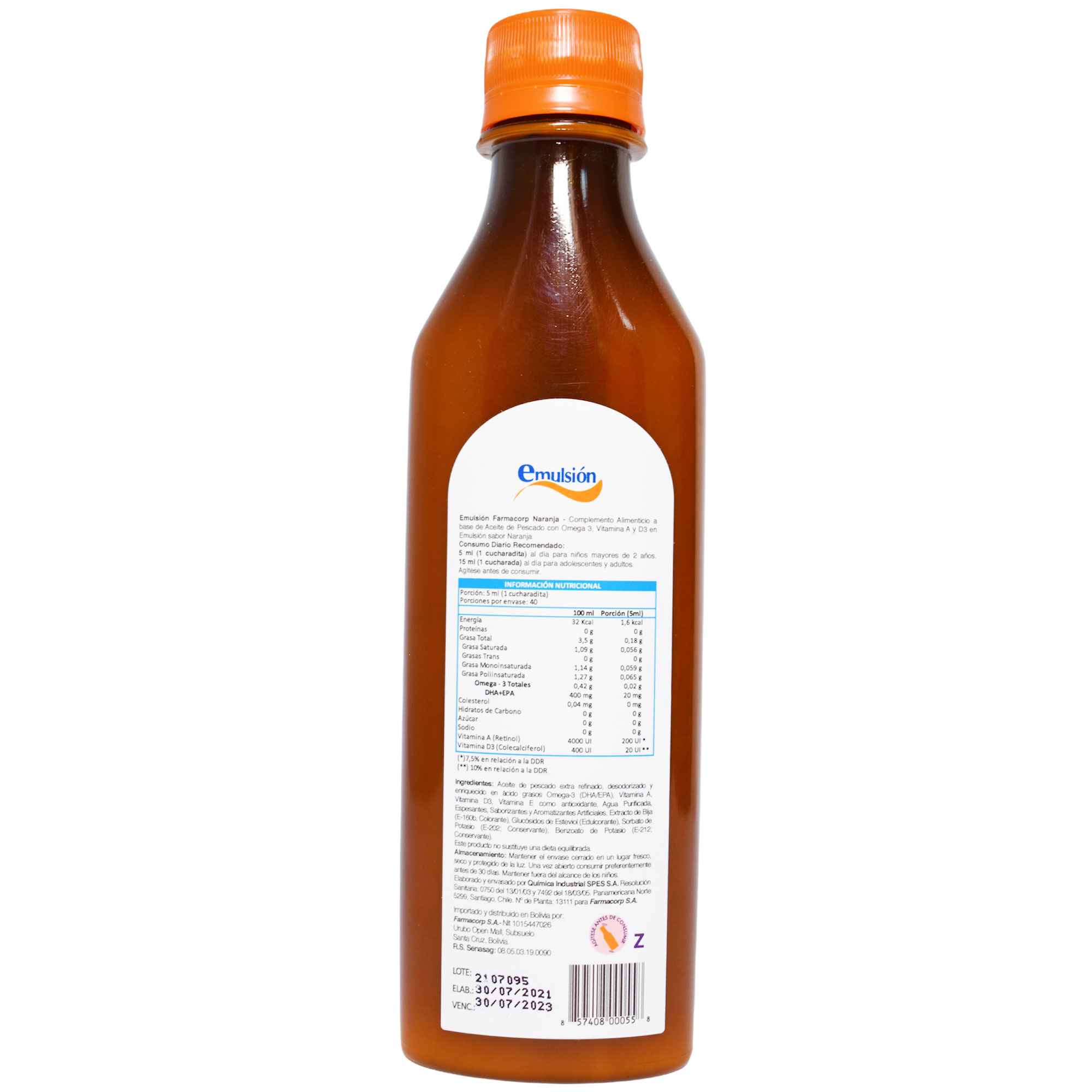 Emulsion Farmacorp Omega 3 Vitaminas Sabor Naranja X 200Ml - Image 2