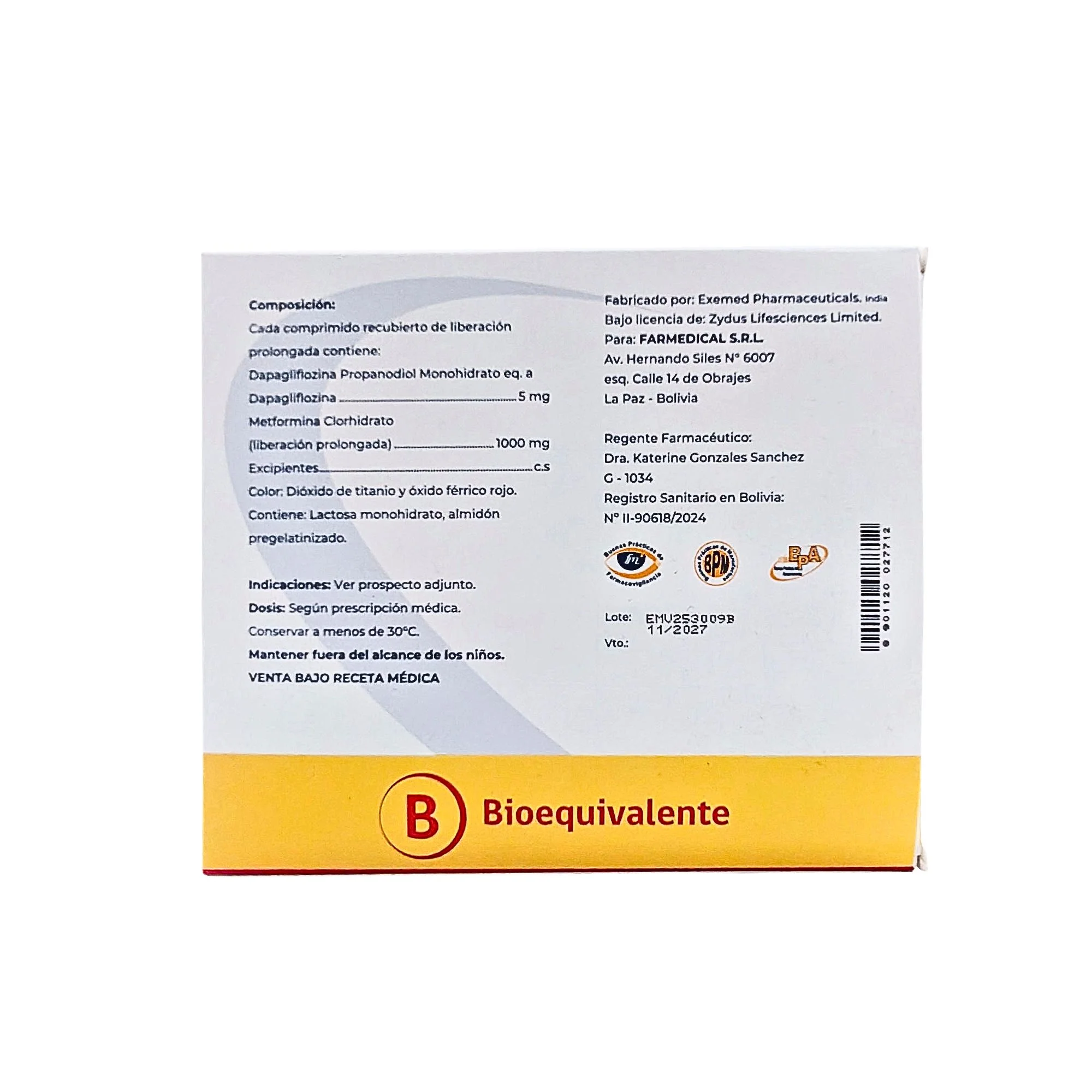 Dapamet Xr 5/1000Mg Dapagliflozina /Metformina X Comprimido - Image 2